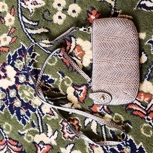 Boutique Snakeskin Brown Crossbody Clutch